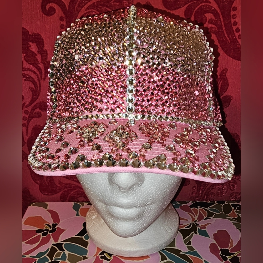 Breast Cancer Awareness Pink Rhinestone Embellished Cap